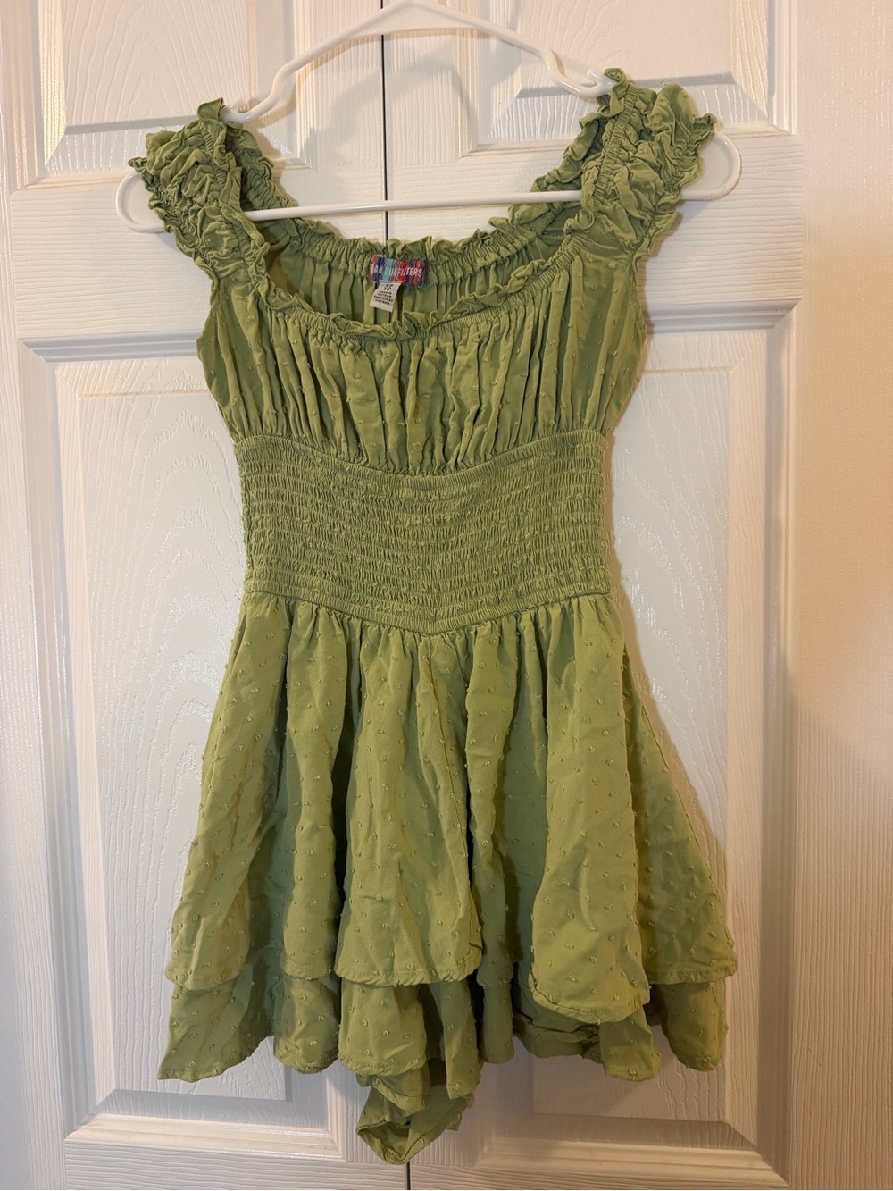 Urban Outfitters Green Smocked Tiered Romper